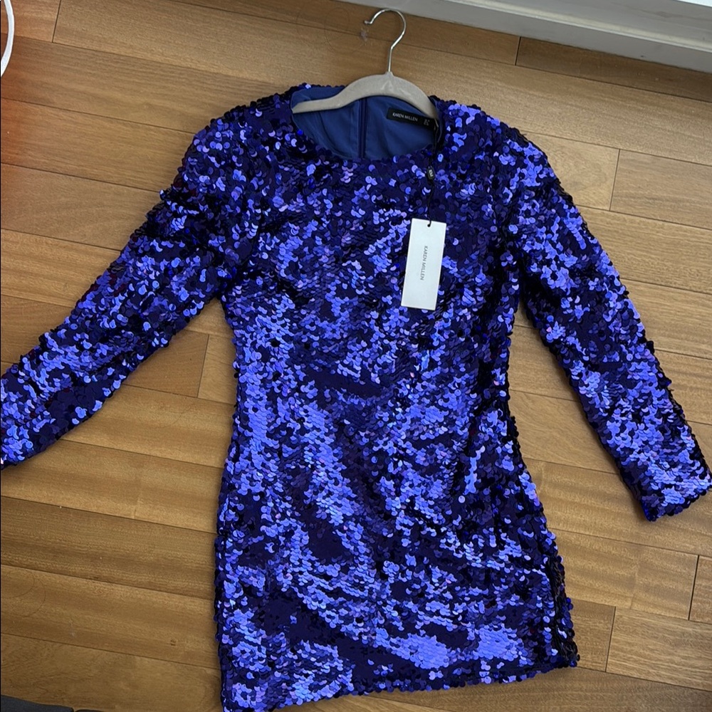 NWT Karen Millen Blue Sequin Dress